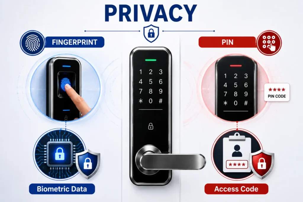 Fingerprint vs PIN smart lock privacy and data security comparison