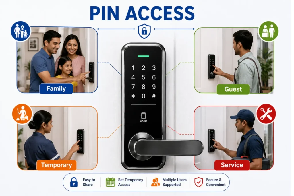 PIN code smart lock for family guests and temporary access