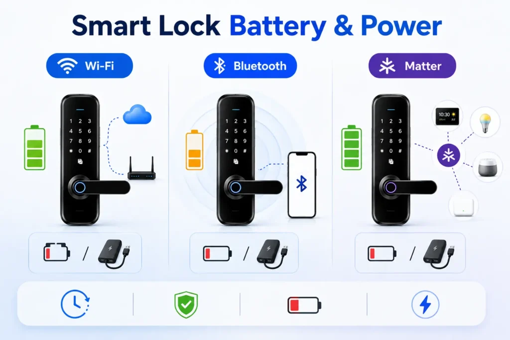 Smart lock battery life and power reliability