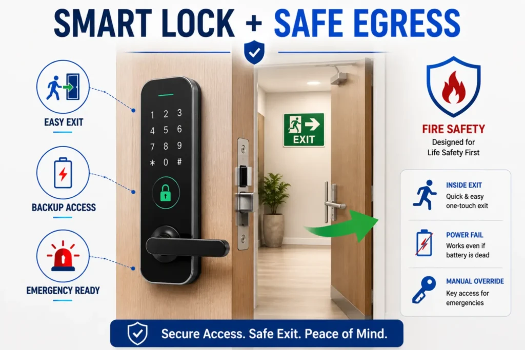 smart lock emergency egress and fire safety
