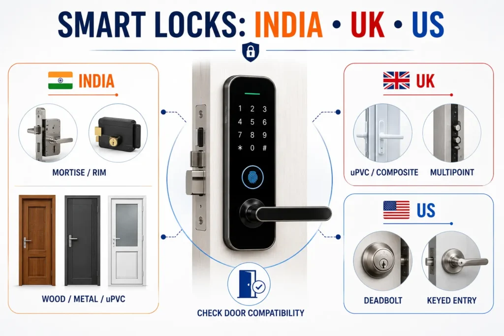 smart lock door compatibility in India UK and US