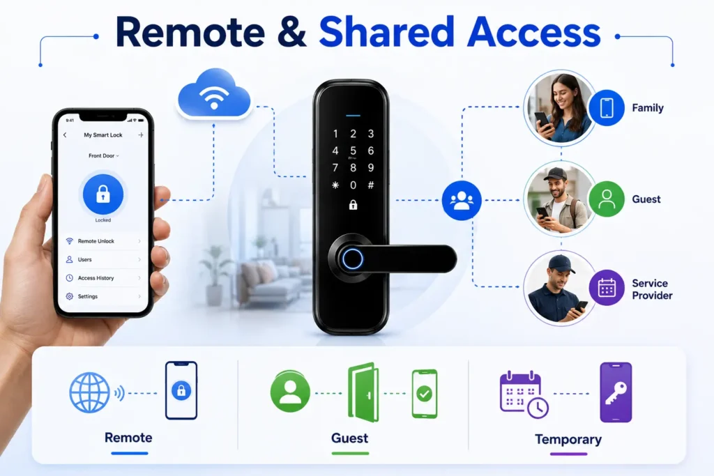 Smart lock remote shared and temporary access