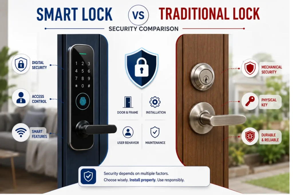 Smart lock vs traditional lock security comparison