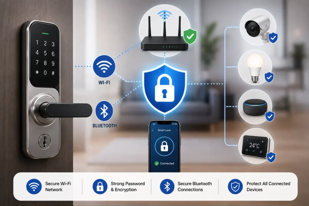 Smart lock Wi-Fi and Bluetooth network security