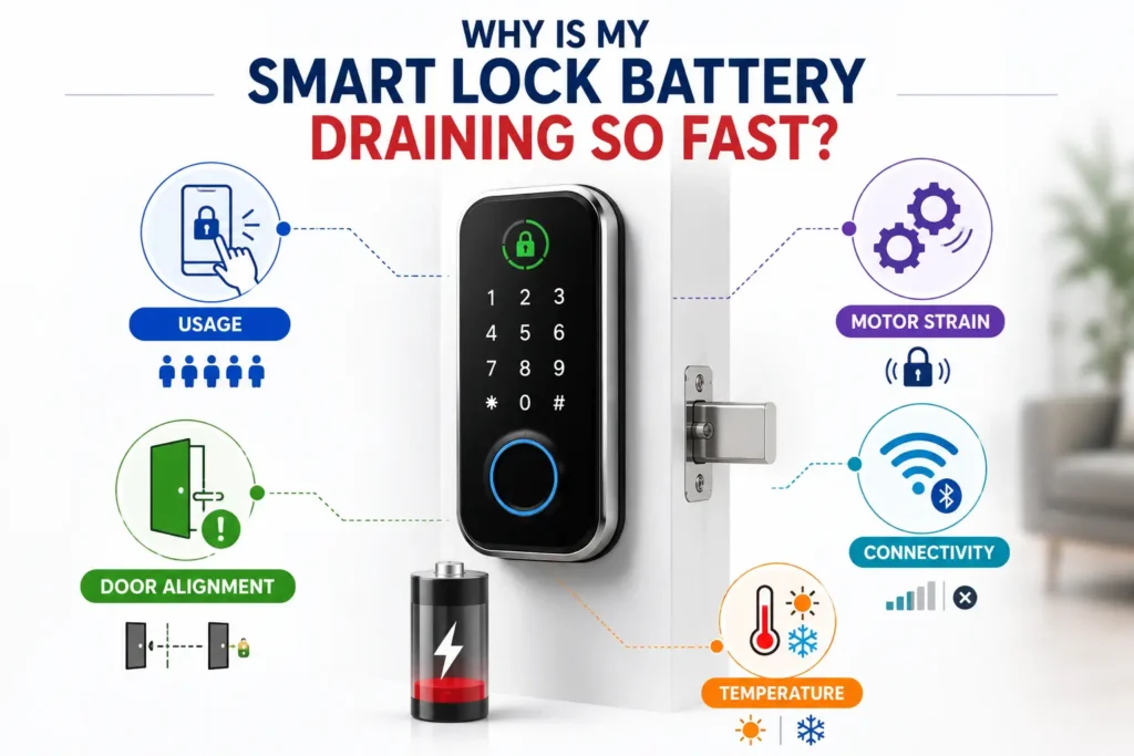Common causes of fast smart lock battery drain