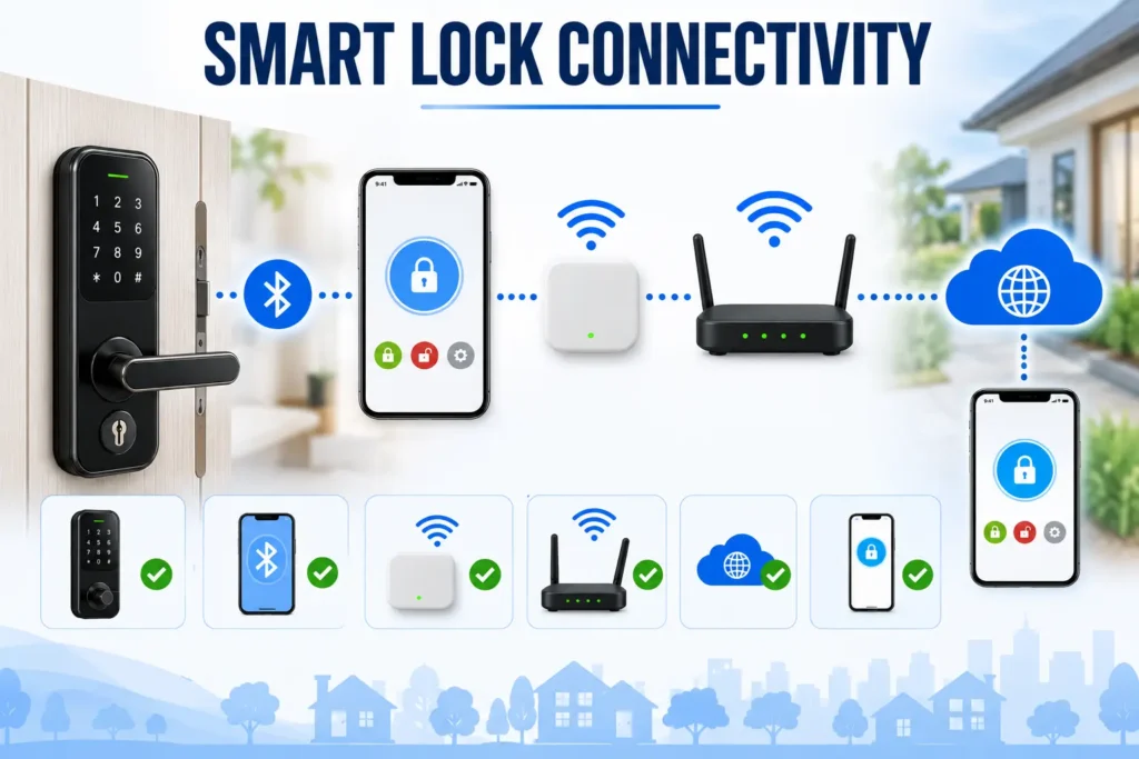 Smart lock app offline connectivity troubleshooting with Wi-Fi and Bluetooth