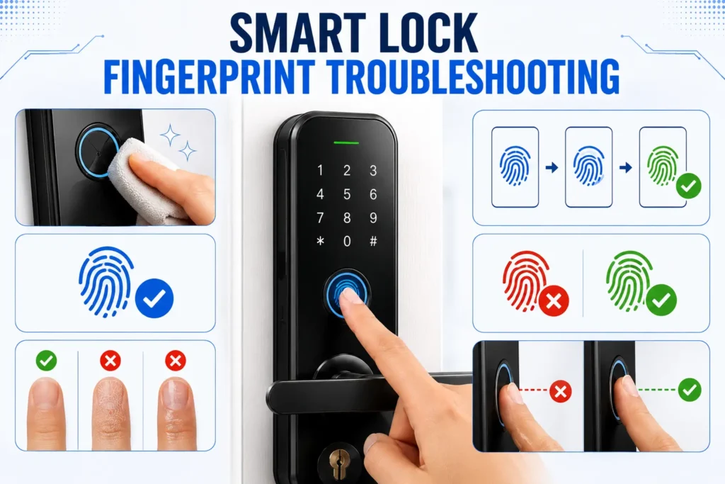Smart lock fingerprint troubleshooting with fingerprint sensor