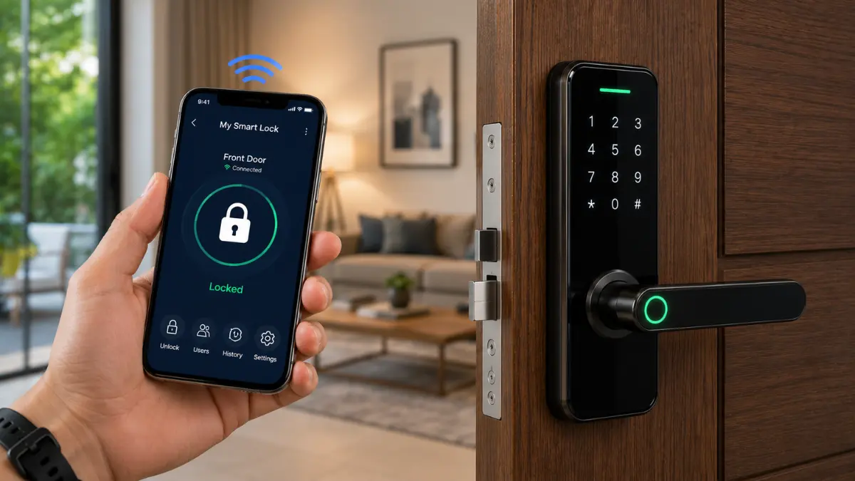 Smart door lock controlled with a smartphone