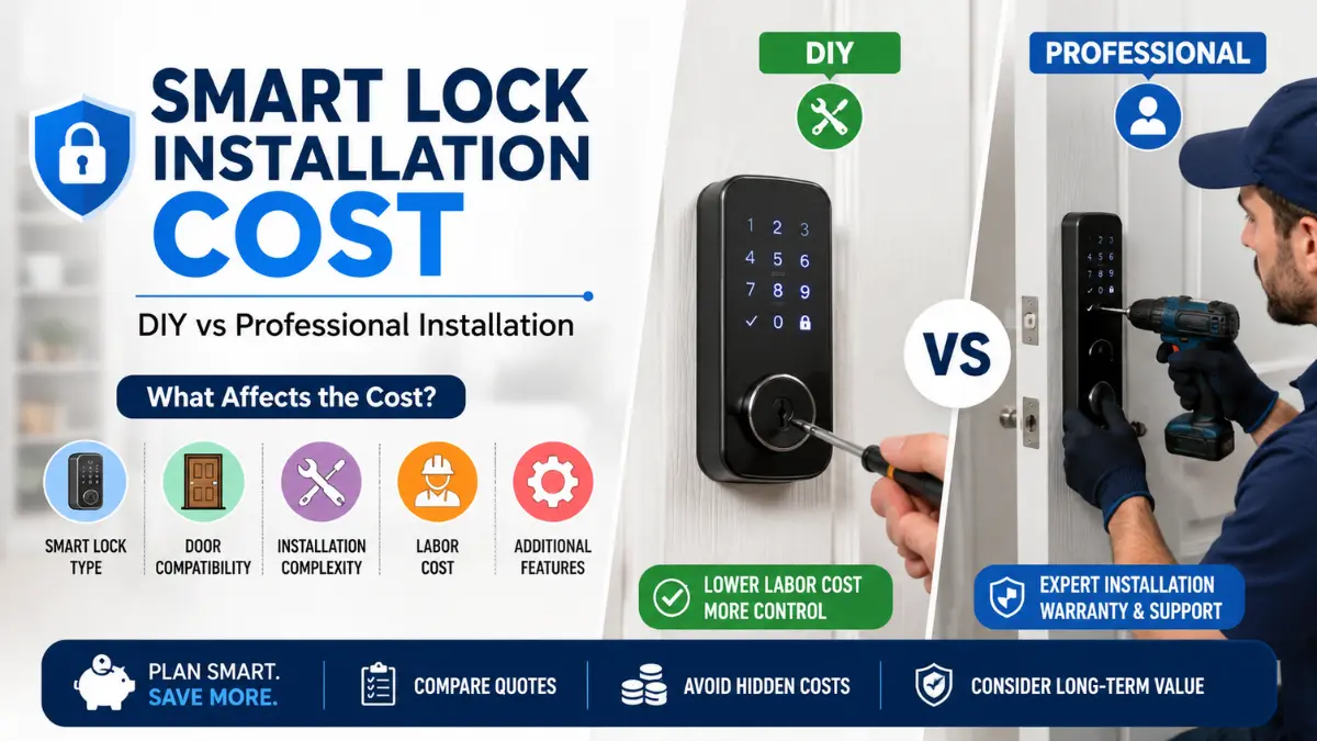 Smart lock installation cost comparison showing DIY and professional installation