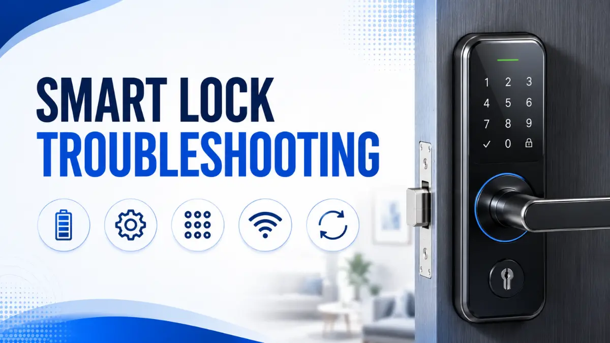 Smart lock troubleshooting guide showing common lock problems